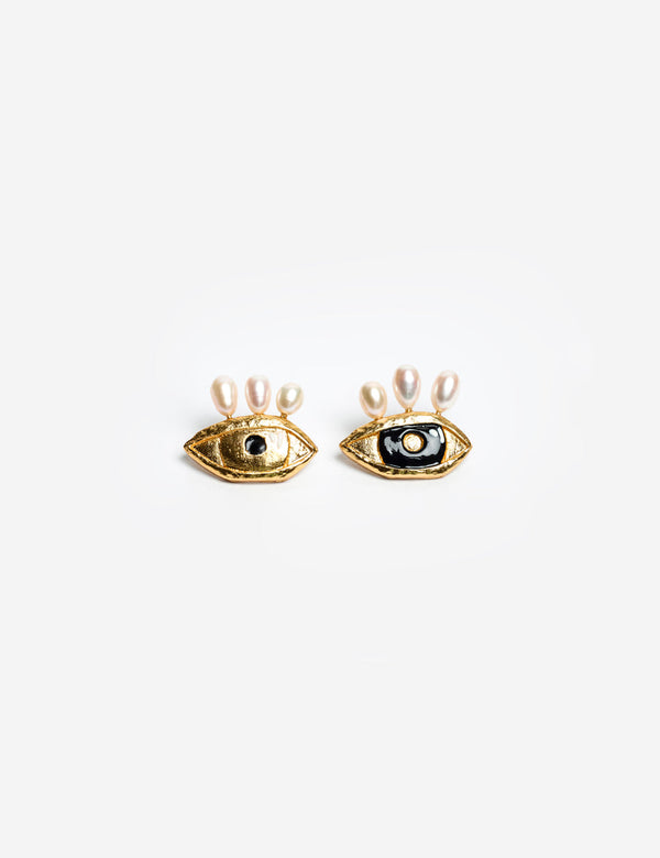 Aretes Ojos Perlas