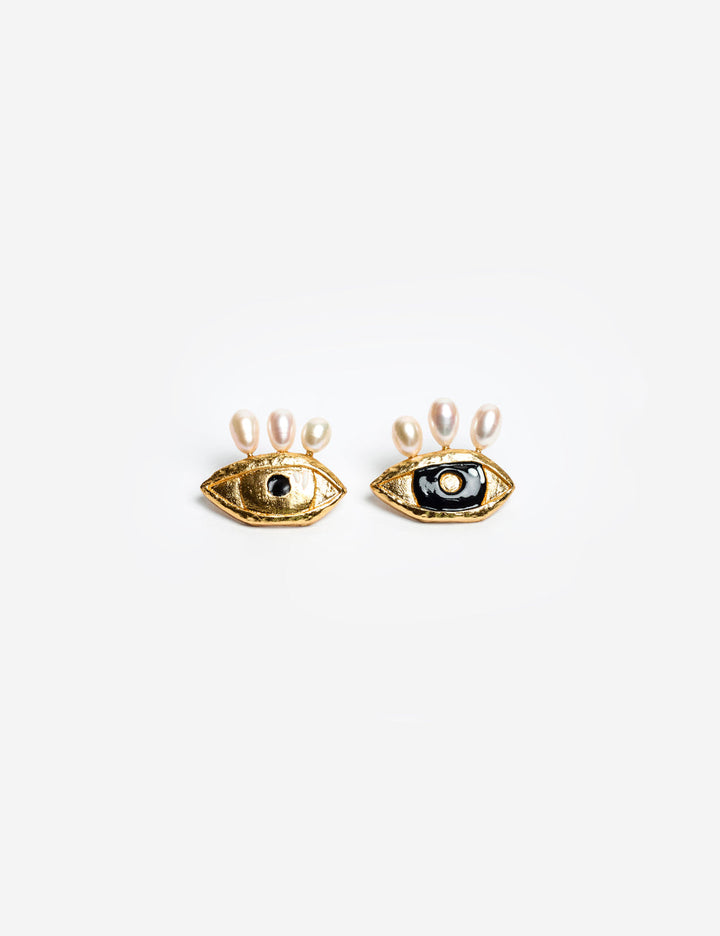 Aretes Ojos Perlas