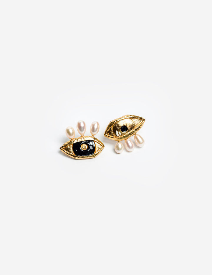 Aretes Ojos Perlas